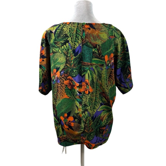 Vintage Nicola Brand Jungle Print Short Sleeve Blouse Size Medium - Picture 5 of 10